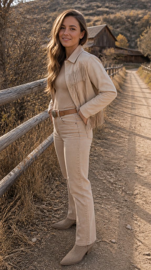 neutral toned textured western boots