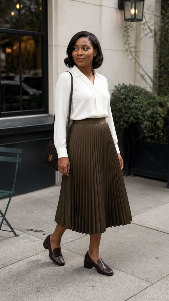 pleated midi with piping