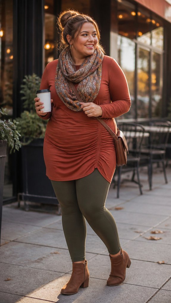ruched tunic with leggings