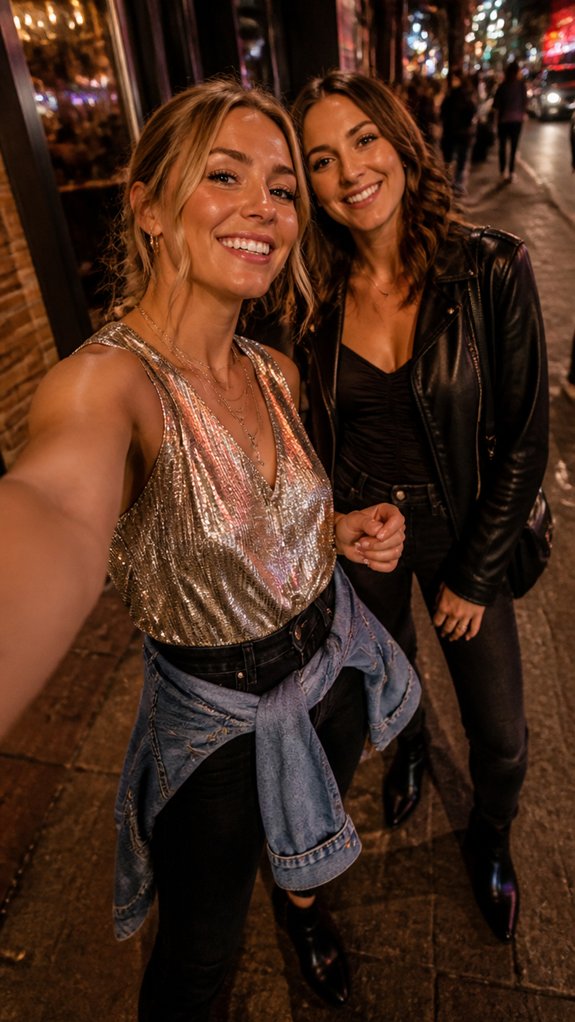 sequined camis metallic blazer