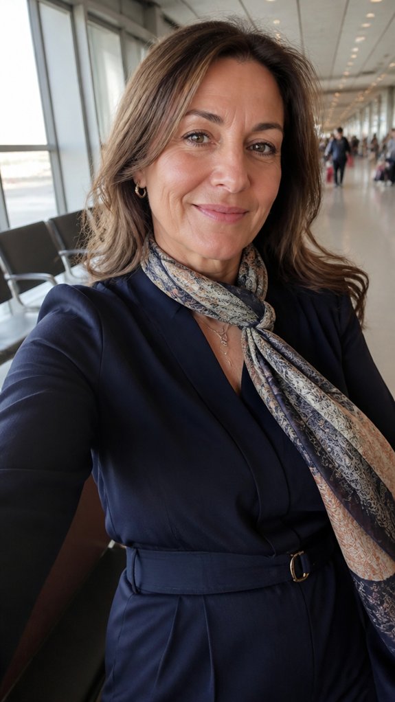 silk jumpsuit with scarf