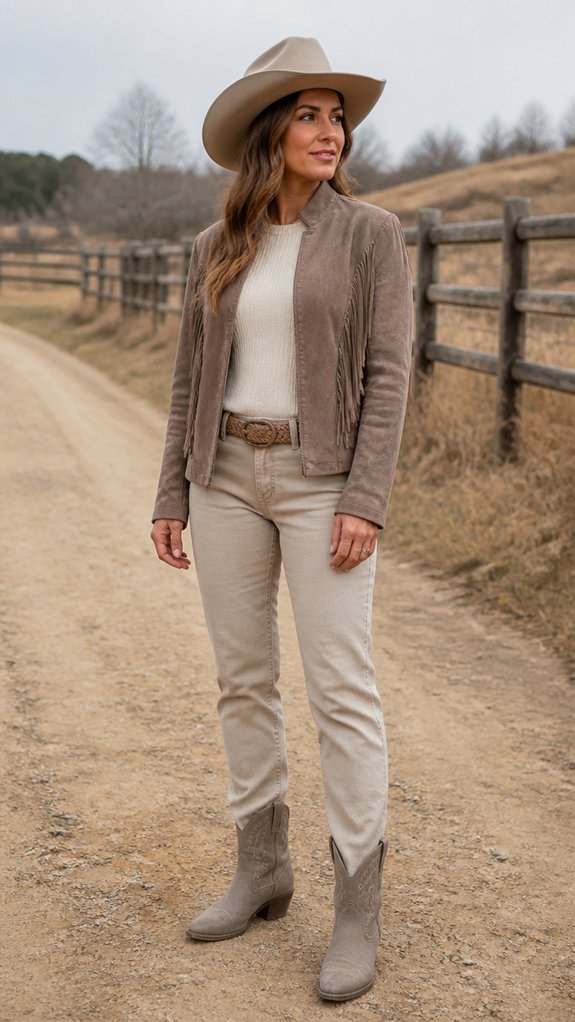 soft taupe suede cowgirl