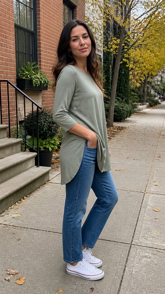 straight leg jeans with tunic