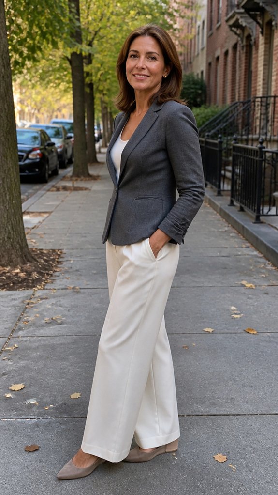 structured tops flowing wide leg