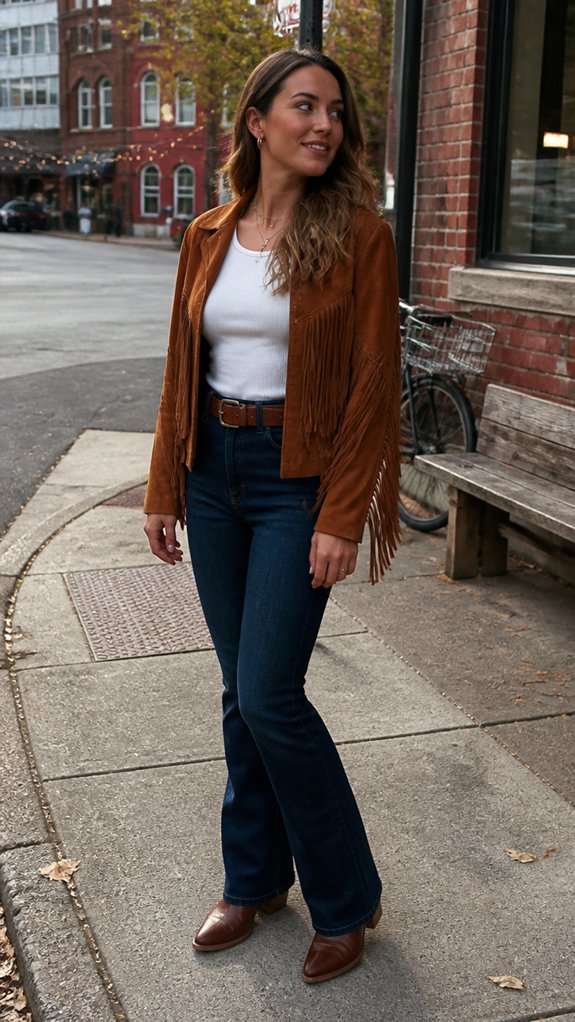 suede fringe jacket with beading