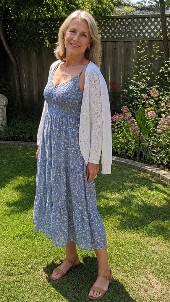 sundress with lightweight cardigan layers