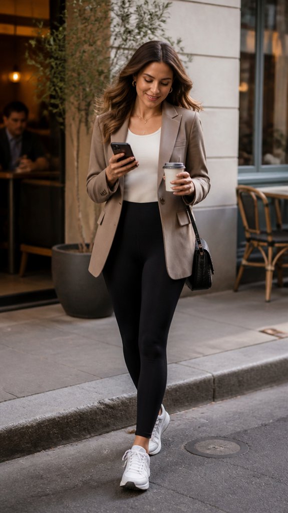 tailored blazer elevates leggings