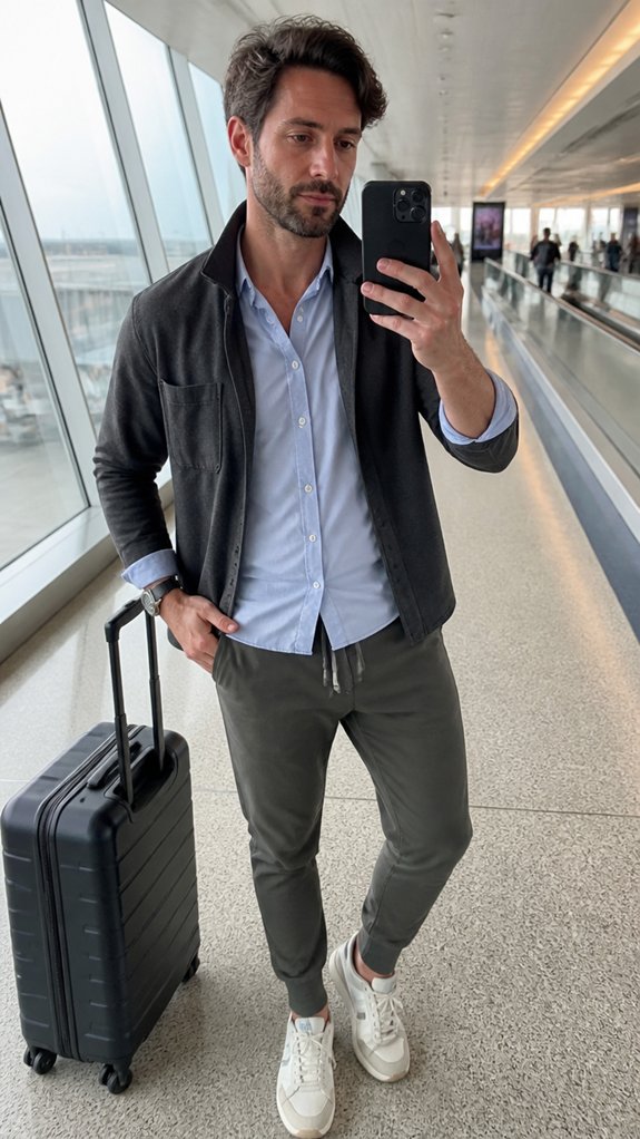 tailored joggers linen button down