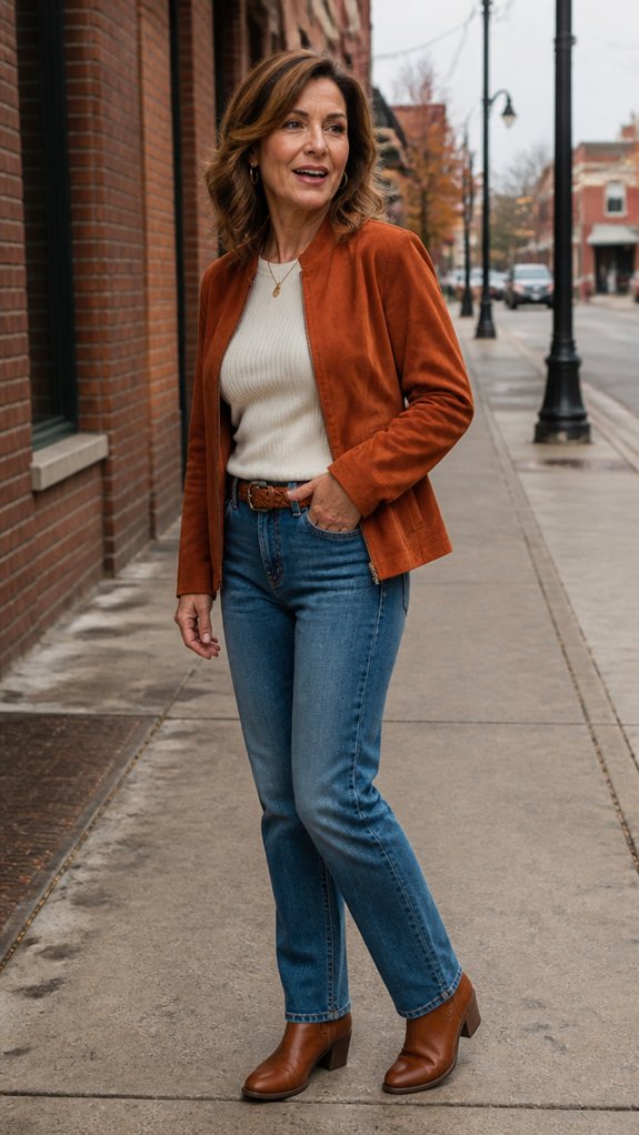 vintage denim stacked heel boots