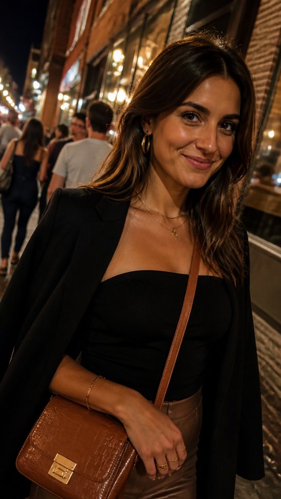 warm gold layered jewelry crossbody