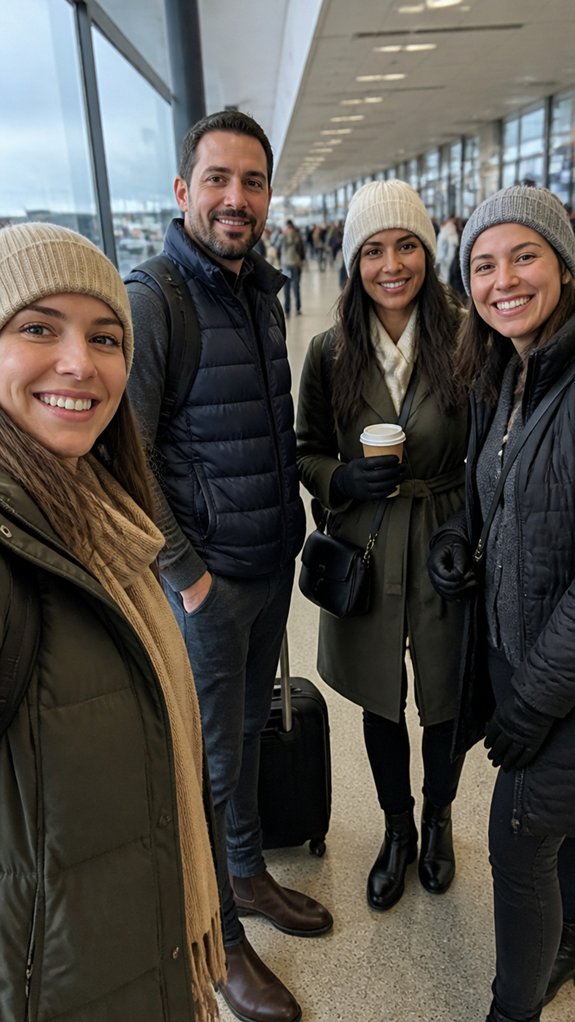 warm packable layered travel outfits