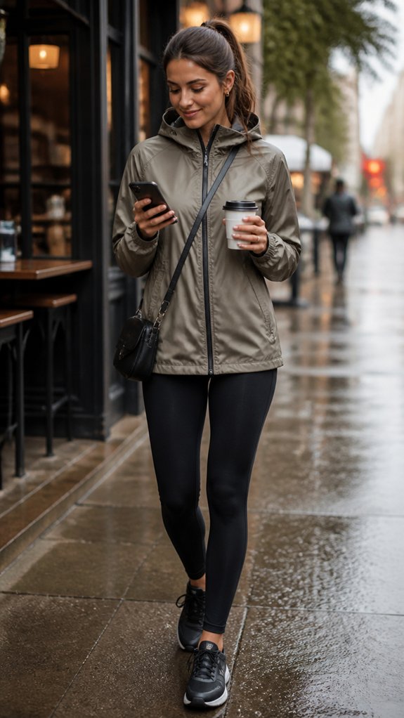 water resistant layered rain ready outfit