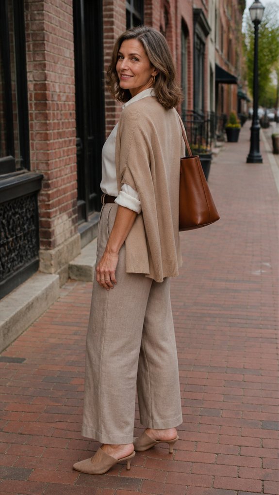 wide leg satin blouse ensemble