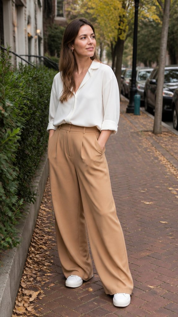 wide leg trousers with blouse