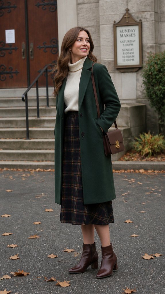 wool midi skirt ensemble